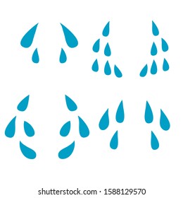 hand drawn Cartoon cry tears icon set. Tear drops symbols isolated on white background doodle