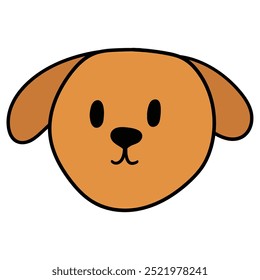 Hand drawn cartoon cute dog face isolated on white background. Vector illustration.