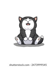 hand drawn cartoon cute fat cat illustration. cartoons. Illustrations
