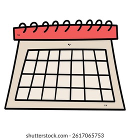Hand drawn cartoon desk calendar isolated on a white background. Vector illustration.