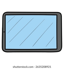 Dibujado a mano tableta digital de dibujos animados aislados sobre fondo blanco. Ilustración vectorial.