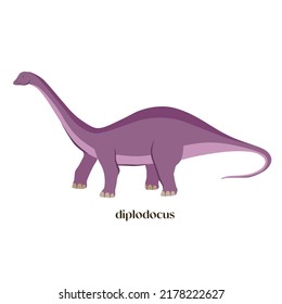 Hand drawn cartoon dinosaur Diplodocus