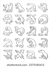 hand drawn cartoon dinosaur illustration isolated on white background. 