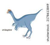 Hand drawn cartoon dinosaur Oviraptor