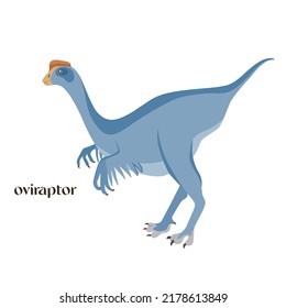 Hand drawn cartoon dinosaur Oviraptor