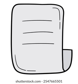 Hand drawn cartoon document icon isolated on white background. Vector illustration.