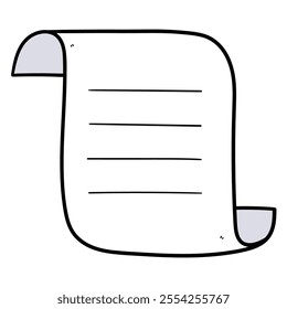 Hand drawn cartoon document icon isolated on a white background. Vector illustration.
