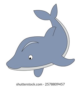 Hand drawn cartoon dolphin illustration