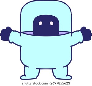 Dibujado a mano doodle de dibujos animados de un alienígena en un traje de color neón brillante