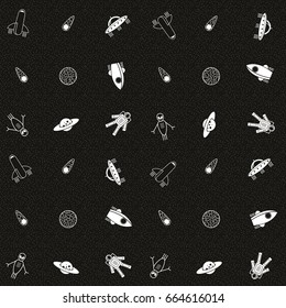 Hand drawn cartoon doodle astronomy seamless pattern.