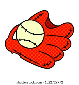 hand drawn cartoon doodle of a baseball and glove