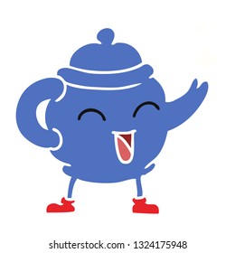 hand drawn cartoon doodle of a blue tea pot