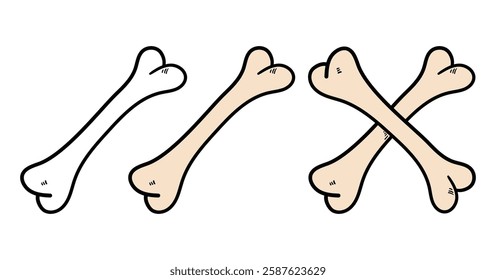 Hand drawn cartoon doodle bone and cross of bones