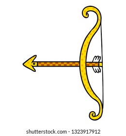 hand drawn cartoon doodle of a bow and arrow