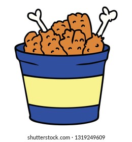 hand drawn cartoon doodle bucket of fried chicken