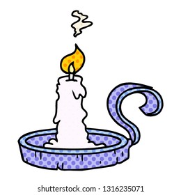 hand drawn cartoon doodle of a candle holder and lit candle