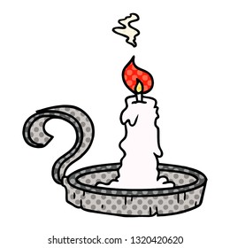 hand drawn cartoon doodle of a candle holder and lit candle