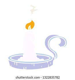 hand drawn cartoon doodle of a candle holder and lit candle