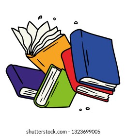 doodle de dibujos a mano de una colección de libros