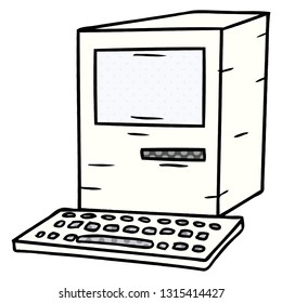 hand drawn cartoon doodle of a computer and keyboard