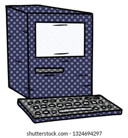 hand drawn cartoon doodle of a computer and keyboard
