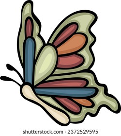 Hand drawn cartoon doodle of cute butterfly