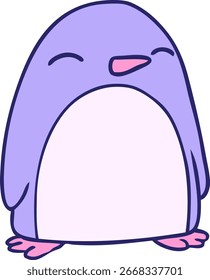 hand drawn cartoon doodle of a cute penguin in bright neon color