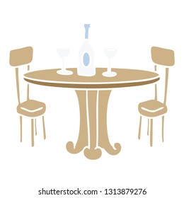 hand drawn cartoon doodle dinner table and drinks