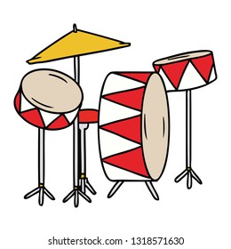 hand drawn cartoon doodle of a drum kit