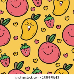 hand drawn cartoon doodle fruit pattern design