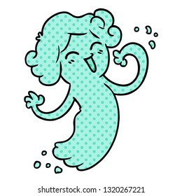 hand drawn cartoon doodle of a happy pink ghost