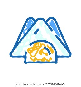 Hand drawn cartoon doodle of an igloo ice house on white background, playful outline style showing dome shelter in winter, cozy habitat and simple educational vector illustration