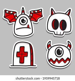 hand drawn cartoon doodle monster sticker design