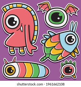 hand drawn cartoon doodle monster sticker design