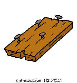 hand drawn cartoon doodle of nails in a board