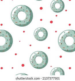 Hand drawn cartoon doodle pattern with a blue donut for web, design, textile, fabric 