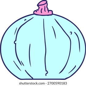handgezeichnete Karikatur eines Kürbisses in heller Neonfarbe