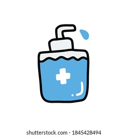 Hand drawn cartoon doodle of Hand sanitizer bottle, Vector and illustration.