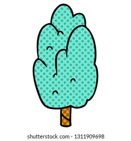 doodle dibujado a mano de un solo árbol verde