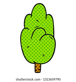 hand drawn cartoon doodle single green tree