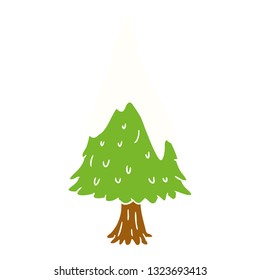 garabato dibujado a mano garabato de un solo árbol cubierto de nieve