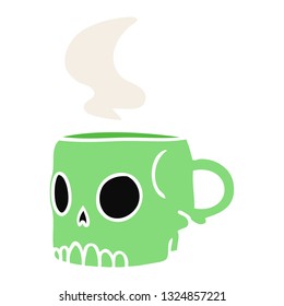 hand drawn cartoon doodle of a skull mug
