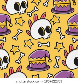 hand drawn cartoon doodle skull pattern design