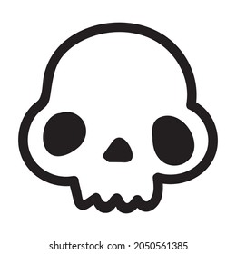 Hand drawn cartoon doodle skull. Funny cartoon skull isolated on white background. Vector illustration.