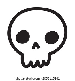 Hand drawn cartoon doodle skull. Funny cartoon skull isolated on white background. Vector illustration.