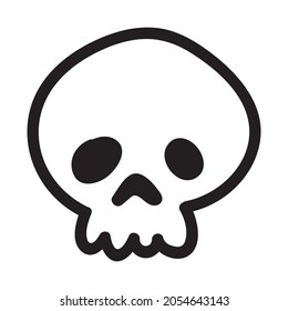 Hand drawn cartoon doodle skull. Funny cartoon skull isolated on white background. Vector illustration.
