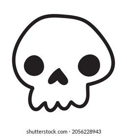 Hand drawn cartoon doodle skull. Funny cartoon skull isolated on white background. Vector illustration.