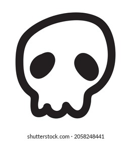 Hand drawn cartoon doodle skull. Funny cartoon skull isolated on white background. Vector illustration.