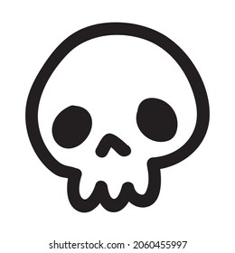 Hand drawn cartoon doodle skull. Funny cartoon skull isolated on white background.