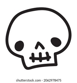 Hand drawn cartoon doodle skull. Funny cartoon skull isolated on white background.